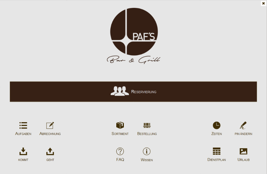 Paf’s Bar & Grill: Dashboard der individuell entwickelten Gastronomielösung